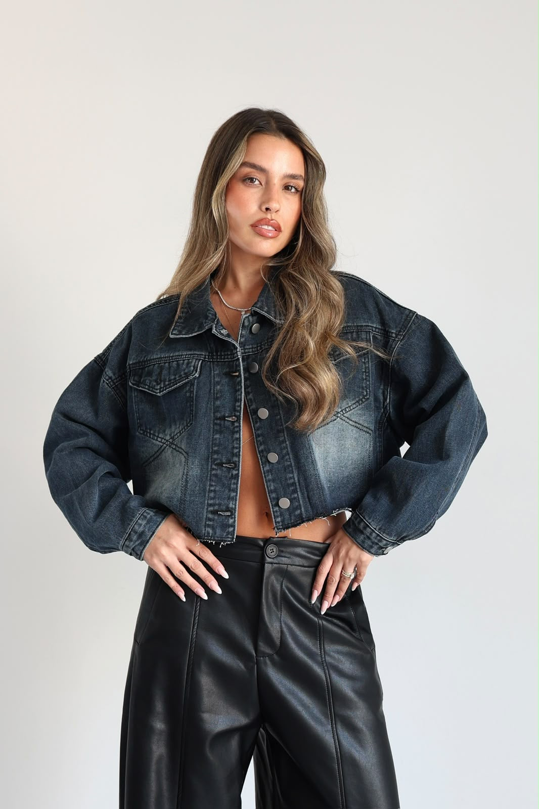 ג׳קט ג׳ינס קרופ נויה