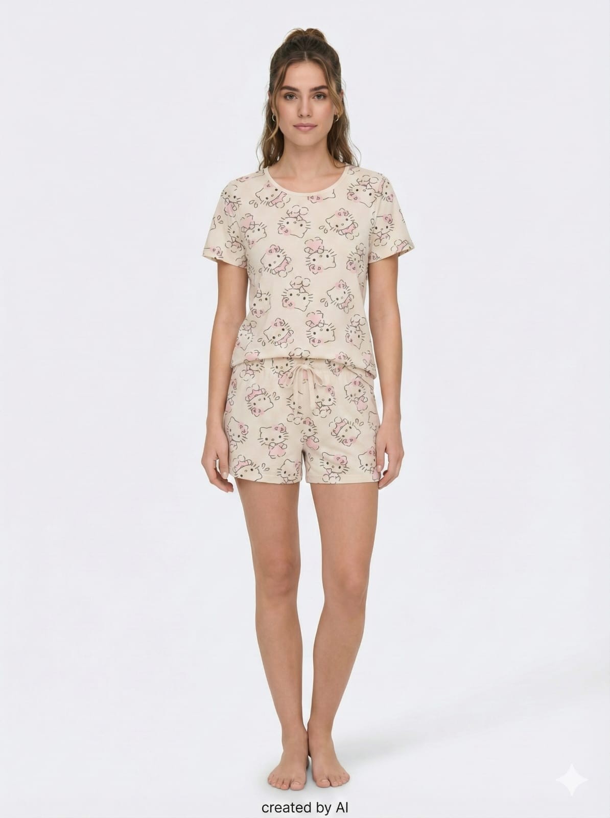 פיג'מות דלתא הלו קיטי שמנת 