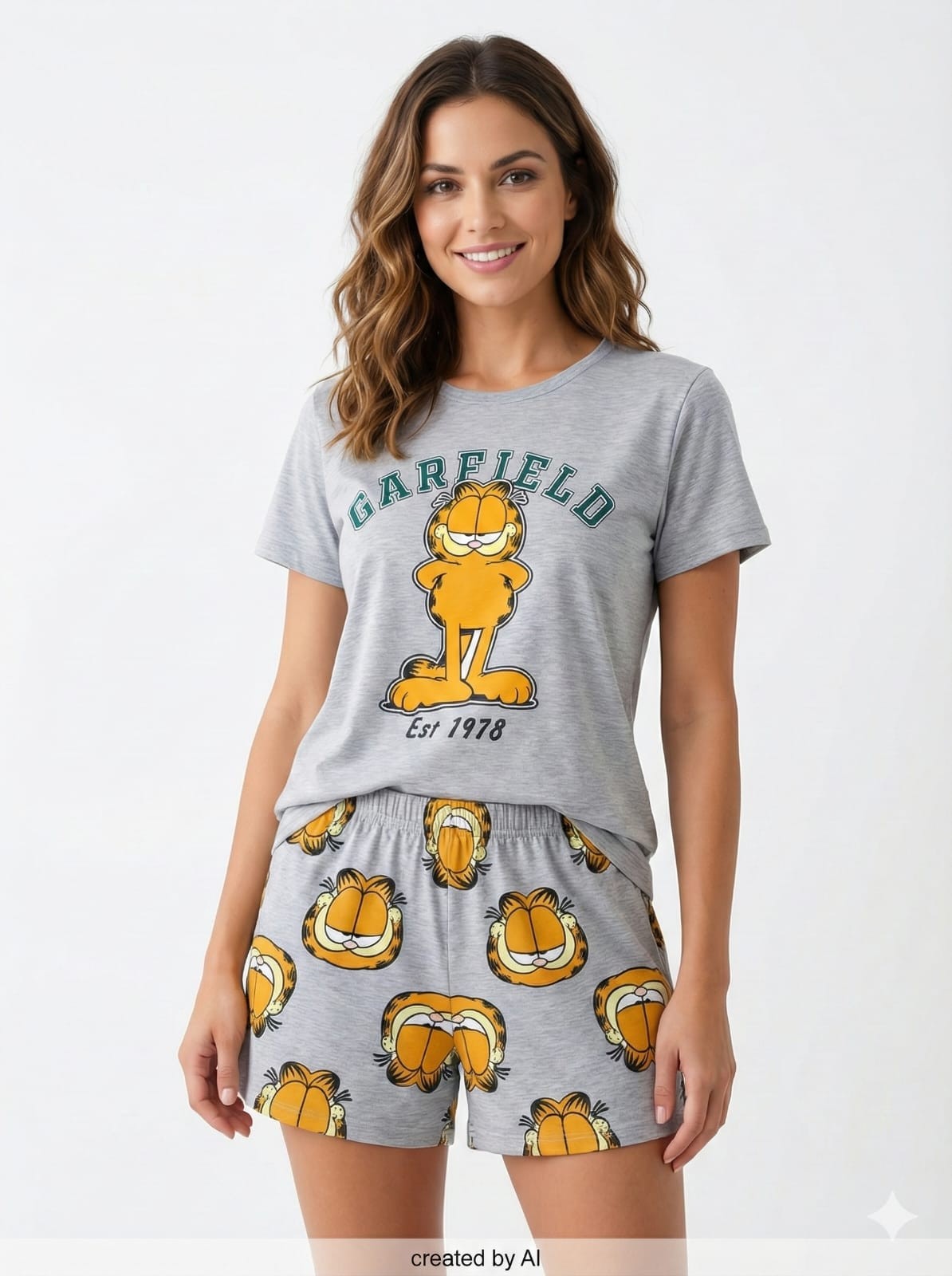 פיג'מות דלתא גרפילד אפור