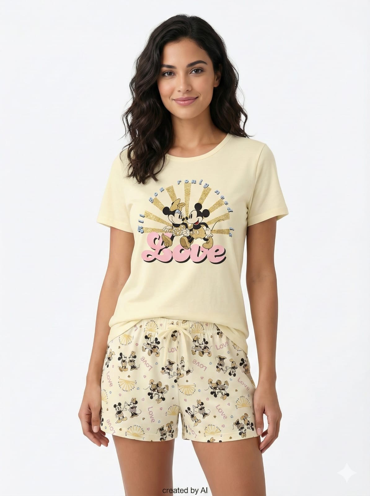 פיג'מות דלתא מיקי שמנת